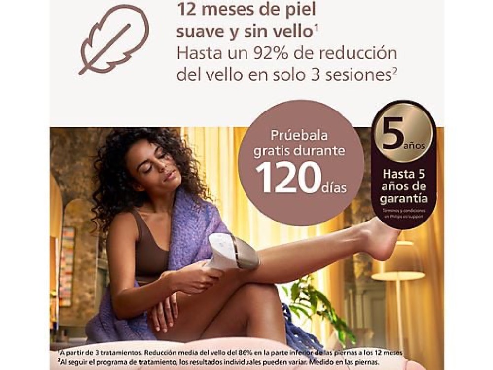 Depiladora IPL - Philips Lumea S9900 BRI951/01, Con Inteligencia Artificial, Luz pulsada, Depilación permanente, Cara y cuerpo, 450.000 pulsos