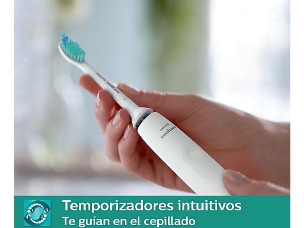 Cepillo eléctrico - Philips Sonicare 2100 HX3651/13, Tecnología sónica, temporizadores intuitivos, Blanco