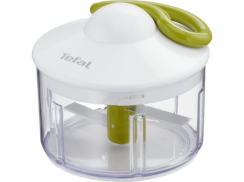 Picadora - Tefal 5 Second K1330404, 0.5 L, Cuchillas Acero Inoxidable, Sistema de bloqueo, Base antideslizante, Manual, Blanco y verde