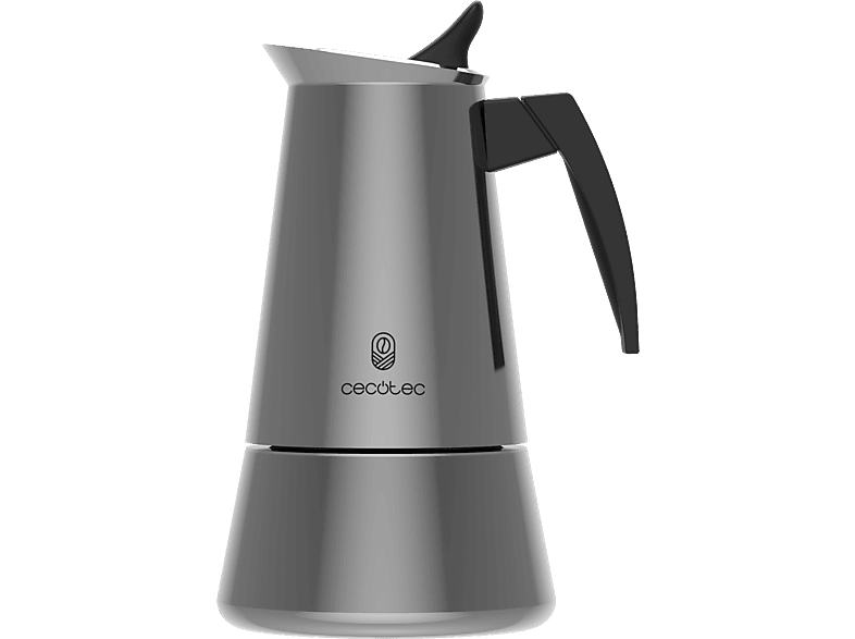Cafetera tradicional - Cecotec Piccolina 200, 100 ml, 2 tazas, Acero Inoxidable, Termorresistente, Apto para todas superficies, Gris