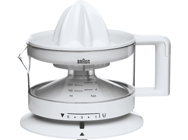 Exprimidor - Braun eléctrico Tribute Collection CJ3000WH, 20 W de potencia, Capacidad vaso 0,35 l, Apto para lavavajillas, Blanco
