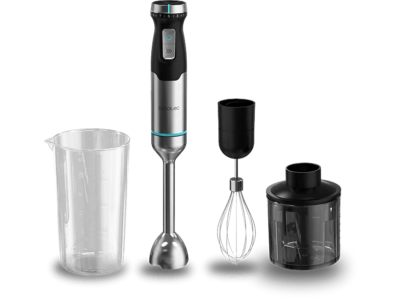 Batidora de mano - Cecotec Power Pulsar 2300Max Cream&Crush, 2300 W, Cuchillas 4 Hojas Acero Inoxidable, Pie Xl Extralargo, Gris