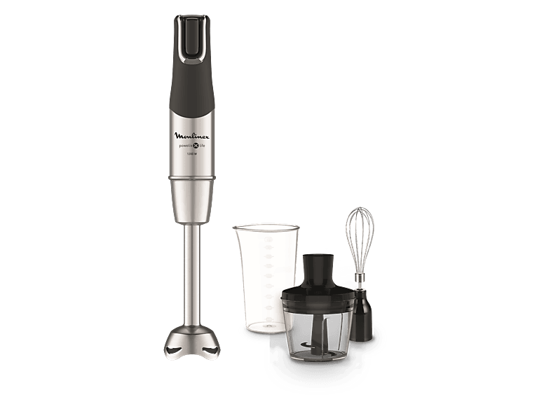 Batidora de mano - Moulinex Powelix Life DD953D, 3 en 1, 1200 W, Tecnología Powelix, 4 Cuchillas, Velocidad Gradual, Acces. Incluidos, Acero Inox.
