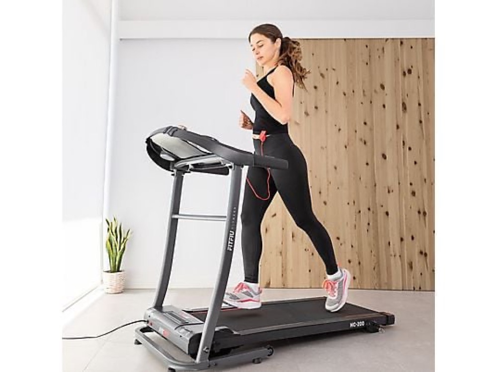 Cinta de correr FITFIU MC-200 con 6% de inclinación manual y superficie de carrera amortiguada para entrenamiento en casa.