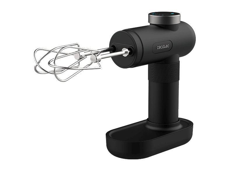 Batidora de mano - Cecotec PowerTwist Battery, 50 W, Recargable USB, 40 min, 6 velocidades, Display LED, Negro